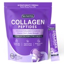 DRFSTER Collagen-Peptides-Powder-Packets - 多型 I II III V X Collagen 配抗氧化剂混合剂 + 维生素 C & E 配色皮, 发型, Nail & Joint, 非GMO, 30 棒包