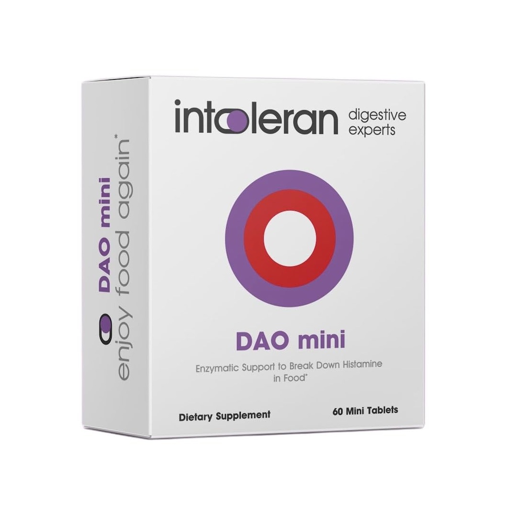 缩略语 DAO 迷你消化酶 - 60张平板药 - | Histamine relations and DAO 缺乏症补充药 → 健康 His胺水平 → 30,000 HDU Pure Diamine Oxidase (DAO) Enzyme → 配音