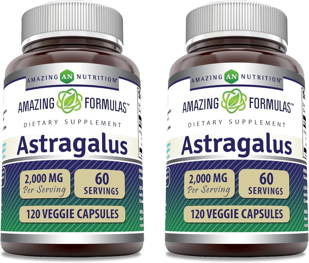 Astragalus 2000 mg Perference Capsules 补充 | 纯 Astragalus Membranaceus 植物根提取 | Non-GMO | Gluten Free(120 Counter | 2 pack)