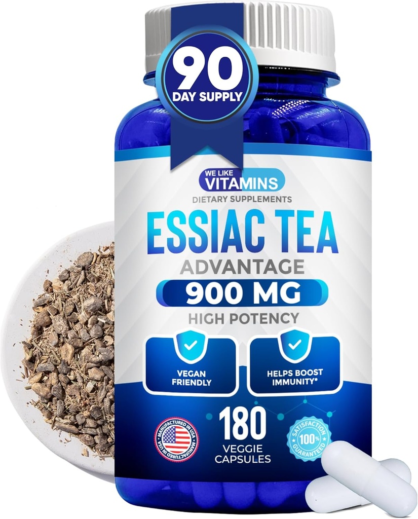 我们喜欢维生素 Essiac Tea Capsules - 180 Immune Counter 支持补充 与Burdock, Sheep Sorrel, Slippery Elm & Turkey Rhubarb - 真正的 Essiac Tea 900mg Daily Dose.