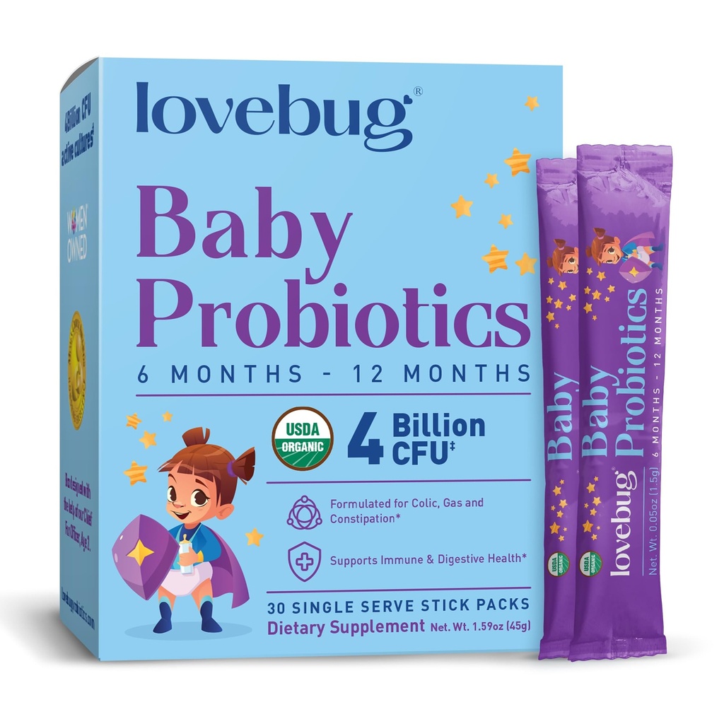 LOVEBUG 婴儿的亲生药物 -- -- 有机婴儿亲生药物 -- -- 6-12个月用于婴儿免疫支持、气体、可卡因、腹泻和婴儿便秘