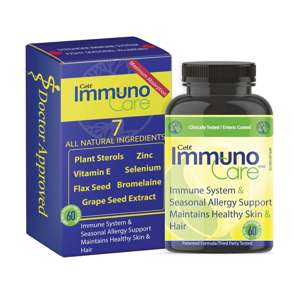 Celt Immunocare 60 v-caps - Potent seasonal Alergy Blend - 成人豁免支持 - 胆固醇模块 - 植物 Sterols 超强 - 7 关键豁免增强成份