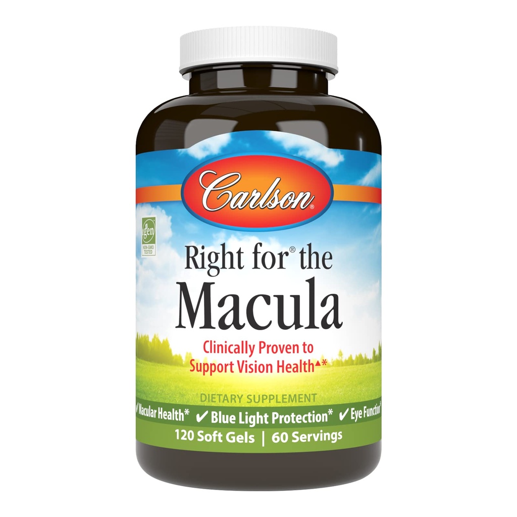 Carlson - 为Macula右翼, 临床证明支持视觉健康, Macular健康, 蓝光保护与眼功能, 120 Softgels