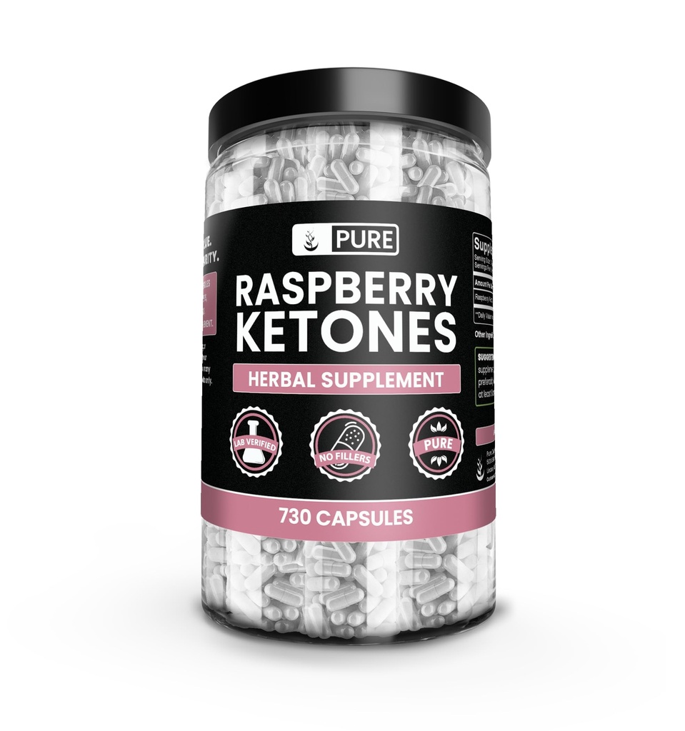 纯原始成份 Raspberry Ketone (730 Capsules) 无镁或水稻填充器, 永远纯净, 实验室验证