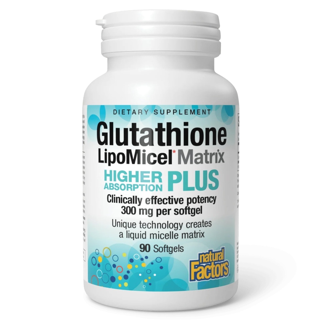 天然因子 Glutathione LipoMicel 矩阵,300毫克,提供高等吸收和强抗氧化剂支持,90软胶
