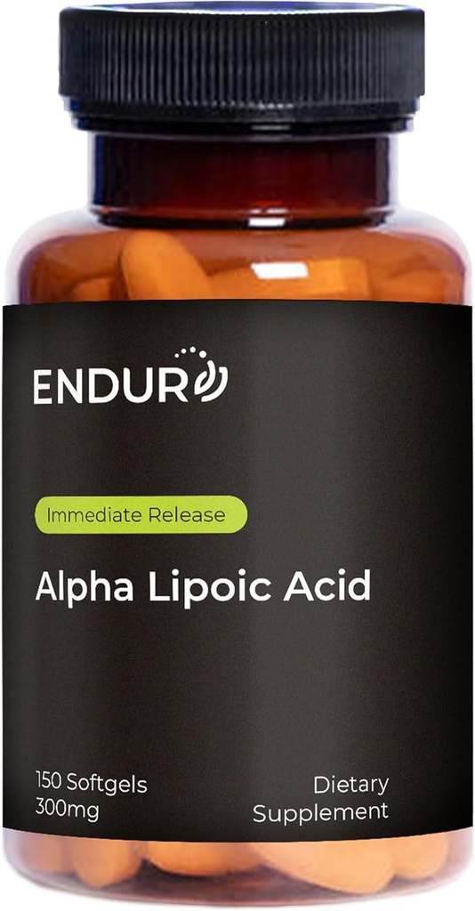 Endur Alpha Lipoic酸,抗氧化剂防御和细胞能量支持,即时释放,Vegan,Gluten Free,300mg(150软胶)