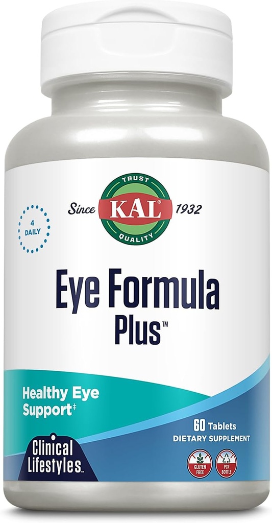 KAL 成人眼方程式、眼科护理和视觉补充,配有眼维生素Lutein和Zeaxanthin,加Bilberry 提取法、Goji和Blueberry 提取法、60天保障法、15种服务法、60片