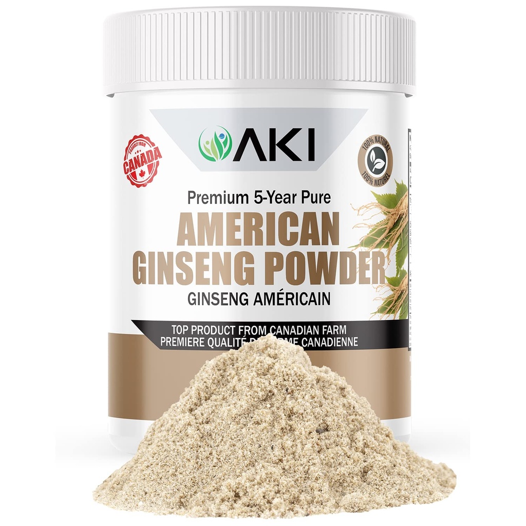 AKI 美国Ginseng 粉末,含4%的Ginsenosides - 理想的咖啡,饮料类似滑块 - 包装1 (1.5oz/42.5g)