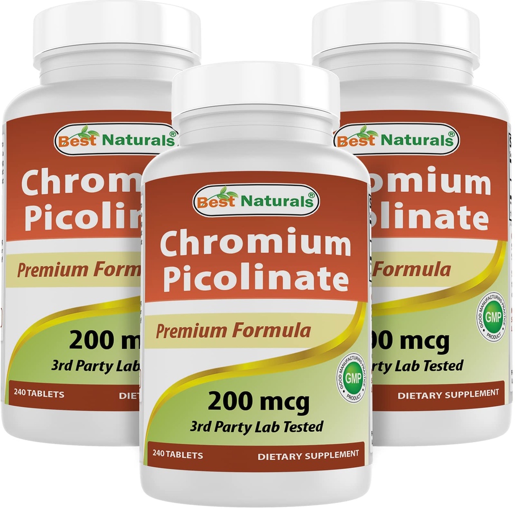 Best Naturals Chromium Picolinate 200 mcg 240 平板电脑(240个计数(3包))
