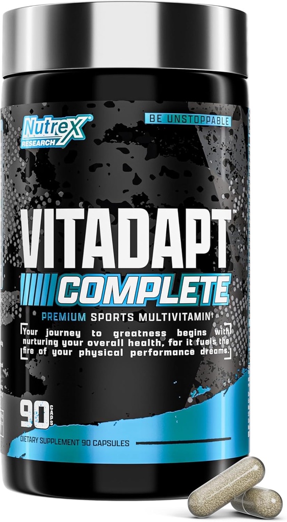 Nutrex 研究 Vitadapt 完全运动 男子多维特敏 - 24个维生素,KSM-66 Ashwagandha和矿物质 运动员 - 男子多维特敏(90个卡普尔)