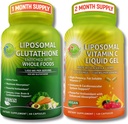 SUPPMENTS STUDIO 抗氧化剂、细胞和免疫支持包 — Liposomal Glutathione 500mg 有机全食+ Liposomal 维生素C 1100mg 有机Acerola樱桃