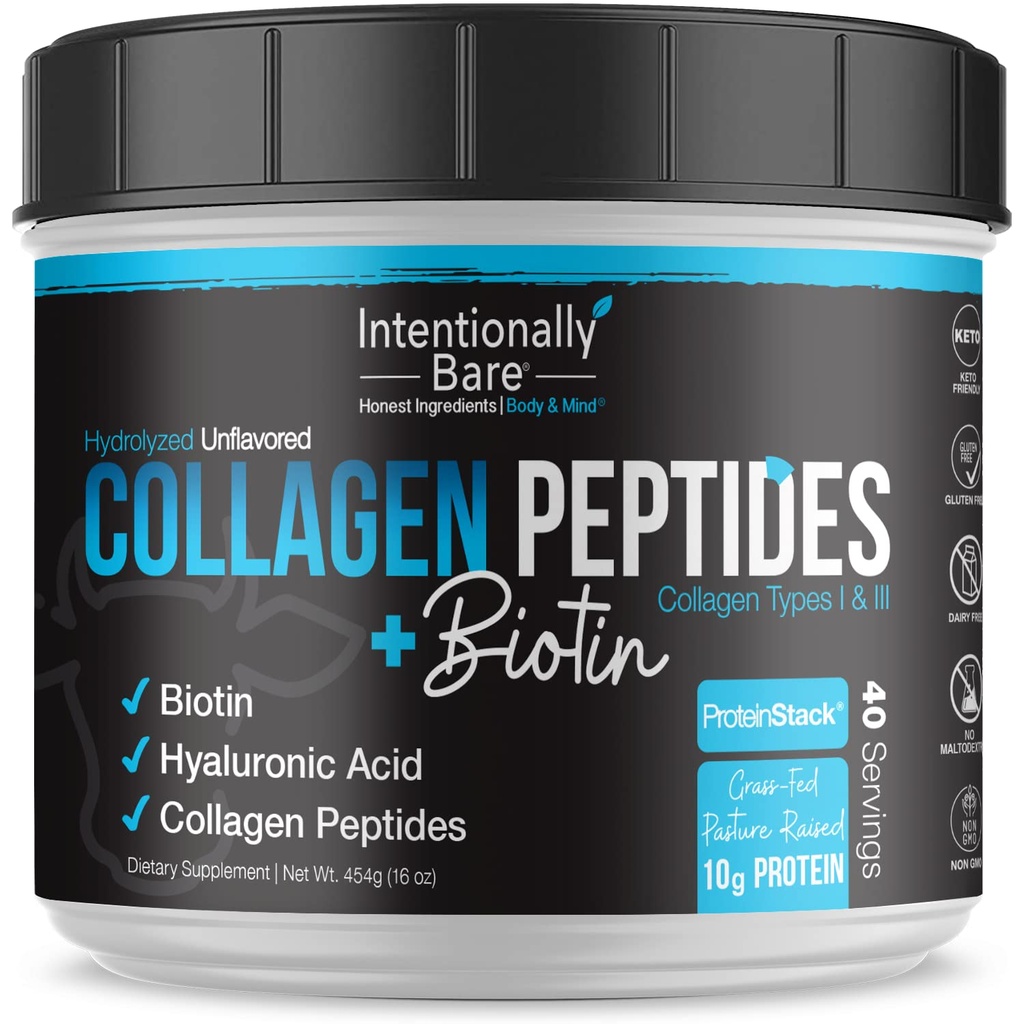 有意的赤色柯拉根 粉末不味 - 含有生物素和Hyaluronic酸的柯拉根 Peptides Powder - 非GMO和草药 含有10g蛋白的柯拉根蛋白粉 - Keto Colagen Powder 40 服务