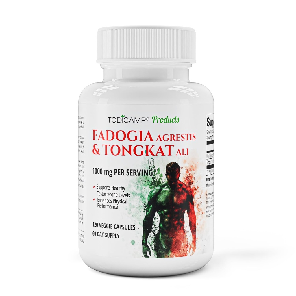 Fadogia Agrestis 20:1 与 Tongkat Ali 1000mg 复杂长条 Tongkat Ali 提取 与 Fadogia Agrestis 600mg 补编 - 60天供应