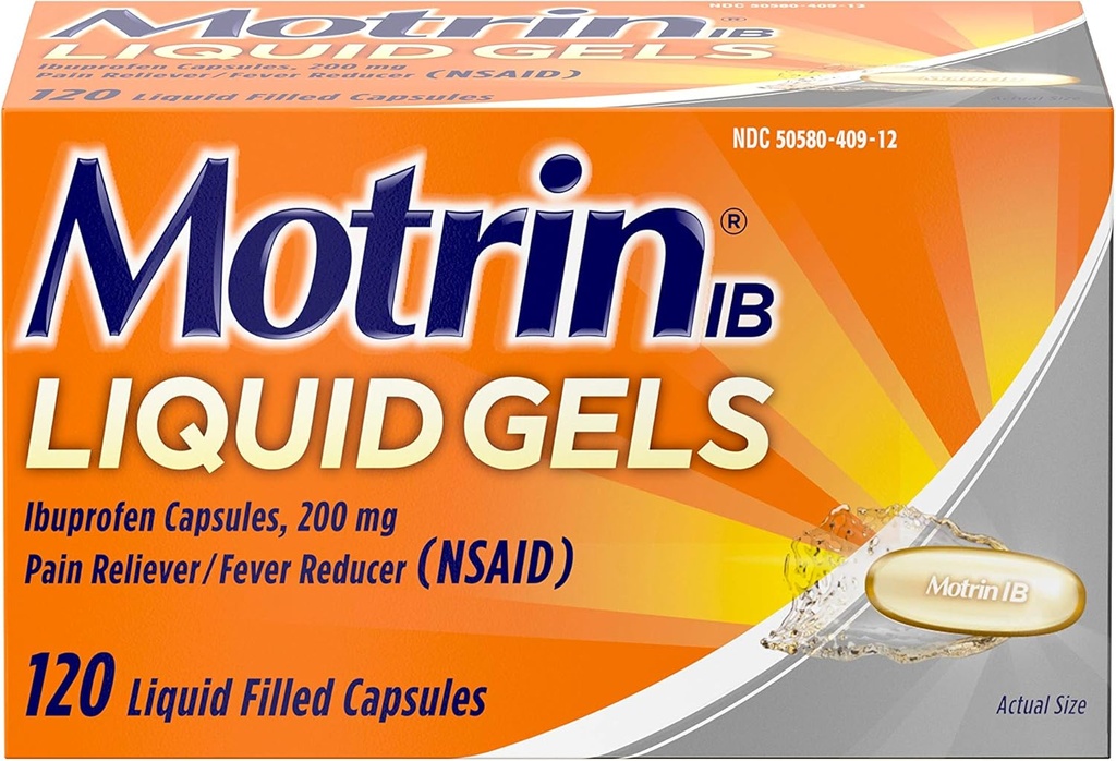 Motrin IB 200mg Ibuprofen 液态Gel 疼痛救世主/发热减肥剂,治疗疼痛和疼痛,120厘米