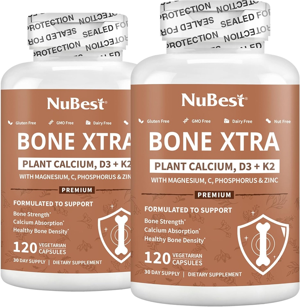 NBest Bone Xtra 植物基骨强度公式,含钙,海洋藻类镁,磷,维生素C,K2,D3 & 最大钙吸收 →包装2