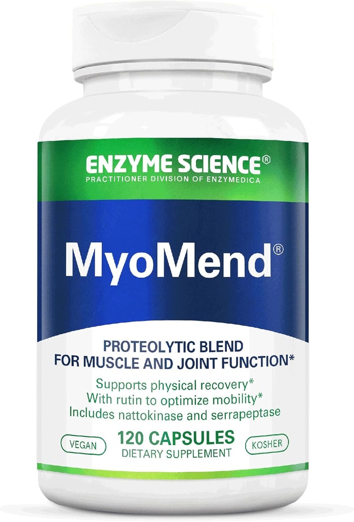 Enzyme Science Myomend – 联合支助补编 – 与Bromelain, Rutin, Nattokinase 和 Serrapeptase – Enzyme 健康补编 维冈和科舍尔 – 120 Capsules 共同设计.