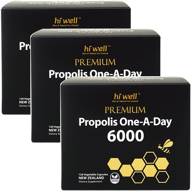 Hi Well Premium Propolis One-A-Day 6000 Flavoid 120 mg 120 Capsules (Pack of 3) Hi Well Premium Propolis One-A-Day 6000 Flavonoid 120 mg 120 Capsules (英语: