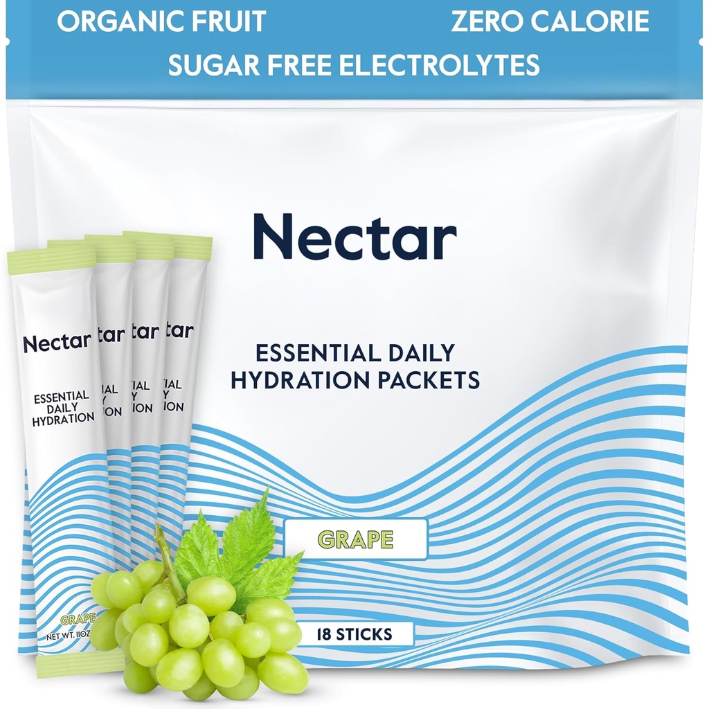 Nectar水解包 - 电解质粉状包 - 无糖和0卡路里 - 有机水果液体日报 IV 水解和快速补液的液化棒(第18号袋)