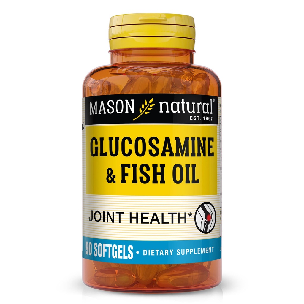 MASON NATURAL Glucosamine & Fish Oil 补充剂,DHA & Omega 3用于联合和肌肉支持,1个月供应软胶药