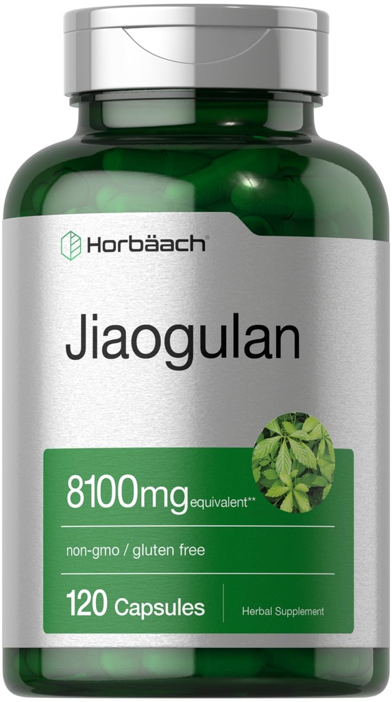 Horbäach Jiaugulan Capsules | 8100 mg | 120 伯爵 | Gynostemma Pentaphyllum Herbal 提取 | Stamina and Endurance Supplement | Non-GMO, Gluten Free