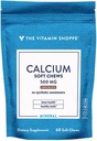 Calcium Chews 1000mg, 巧克力碎裂的Chews – 健康骨骼和牙齿所需的矿物, 无人工甜味剂 – 由维生素店制作的维生素K1 & D3(60 Chews)
