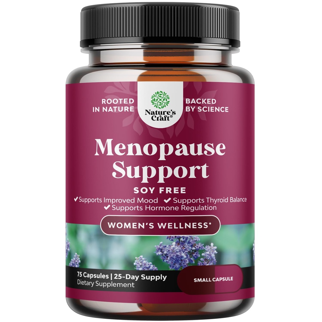 完成女性草药更年期补充 - 豆科免费女性荷尔蒙平衡盖章用于夜间汗水热闪光片和Mood Swings与董奎,Chaste Berry & Black Cohosh Root - 75 Counter Pack