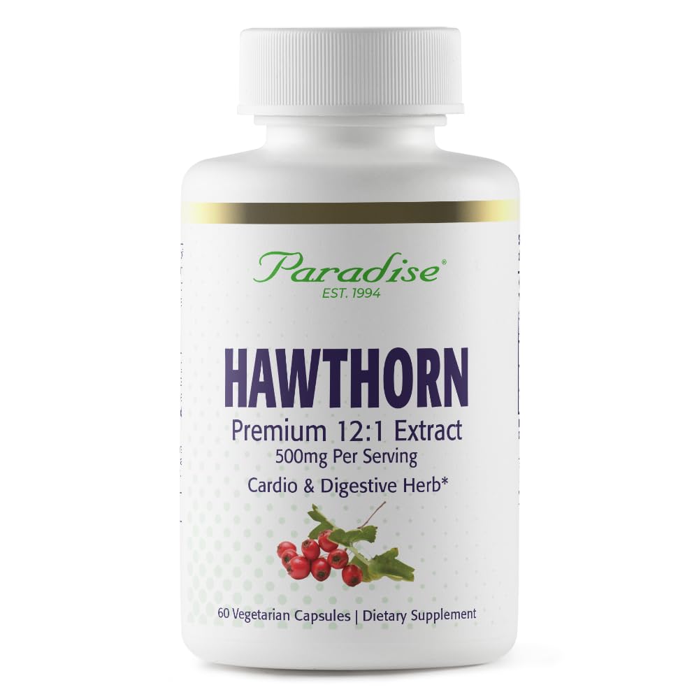 天堂草本植物 Hawthorn Berry, 活性全谱提取, 超级吸附剂, 超纯度, Vegan, 非GMO, Gluten Free, 60 蔬菜 Capsules