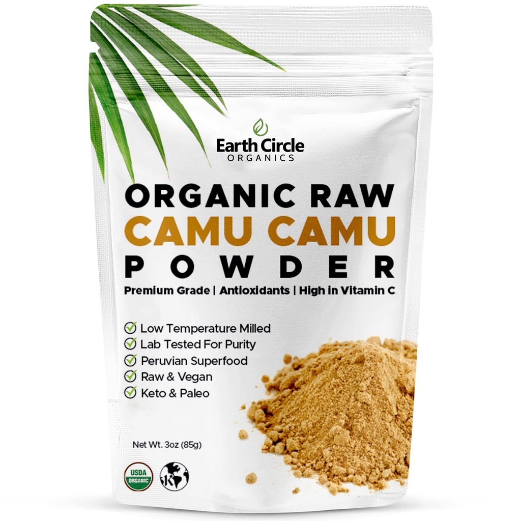 土圈有机物 Camu Camu 粉末 — 有机 Raw Berry 粉末与天然维生素C & 抗氧化剂 — Vegan, Kosher, 非GMO 豁免与能源超级食品 — 3oz (Pack of 1)