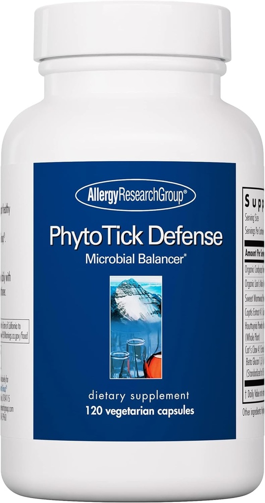 过敏性研究组 Phyto Tick Defense Supplement - 蘑菇综合体,蘑菇提取剂 在方便的Capsules,诺特罗比与狮子玛恩,Cordyceps,Beta Glucans - 120 蔬菜Capsules