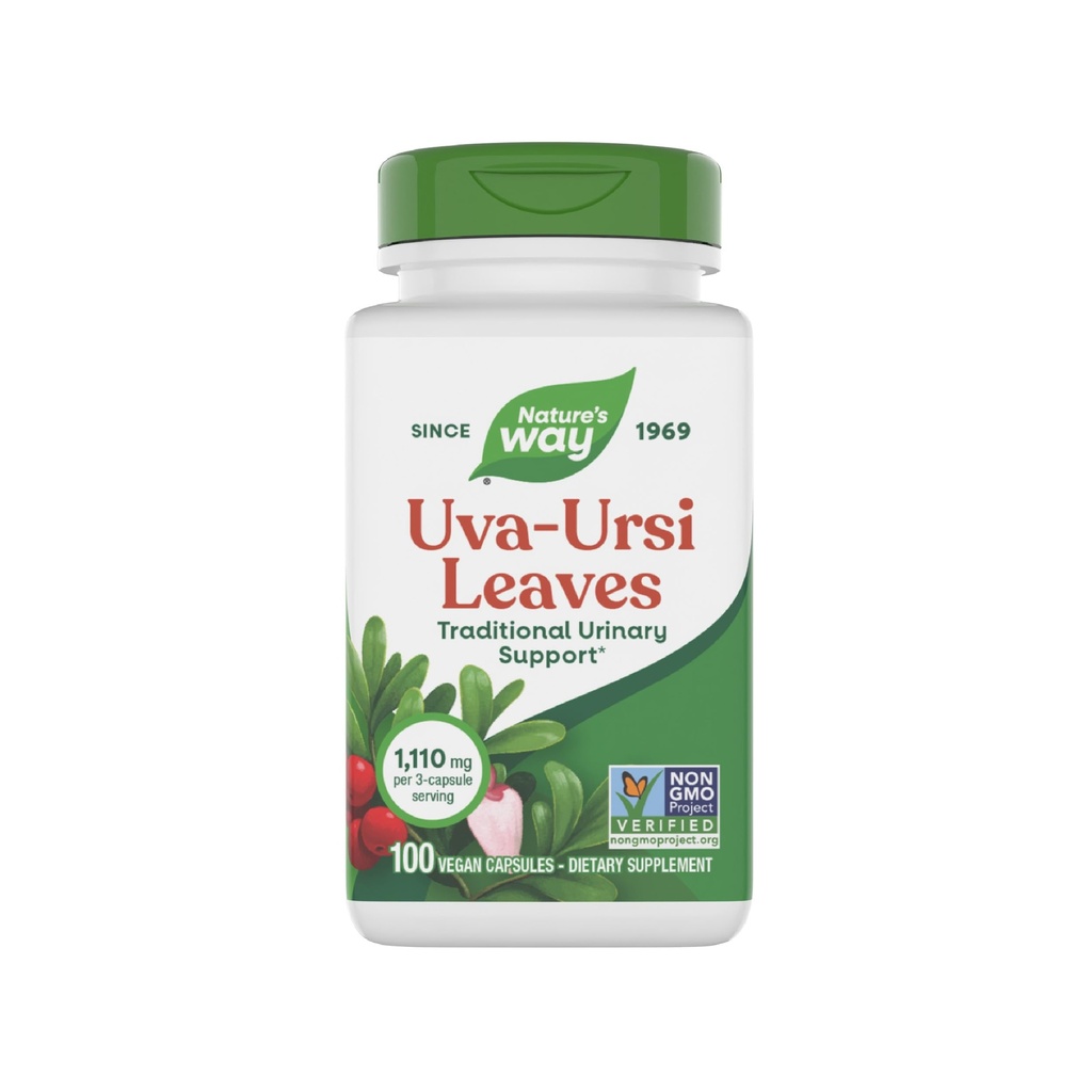Nature's Way Uva Ursi Leases,传统尿液支持*,每3个Capsule服务1,110毫克,非GMO项目验证,草药饮食补充,Gluten Free,100 Vegan Capsules(包装5月Vary)