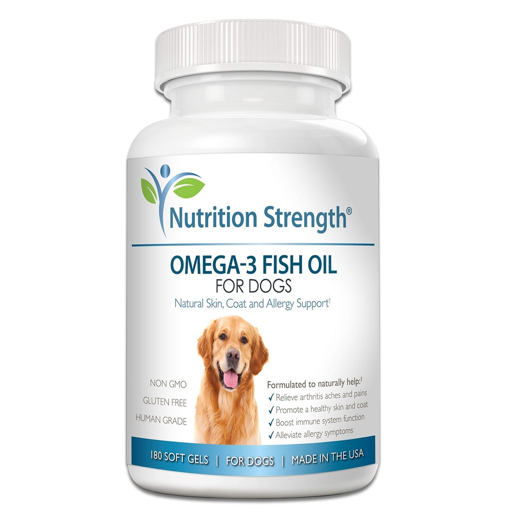 Omega 3 Fish Oil Soft Gels for Dogs 配有EPA & DHA Fatty Acids 心脏,皮肤,Coat和过敏支持,Hip & 联合和关节炎狗补充,180 Soft Gels
