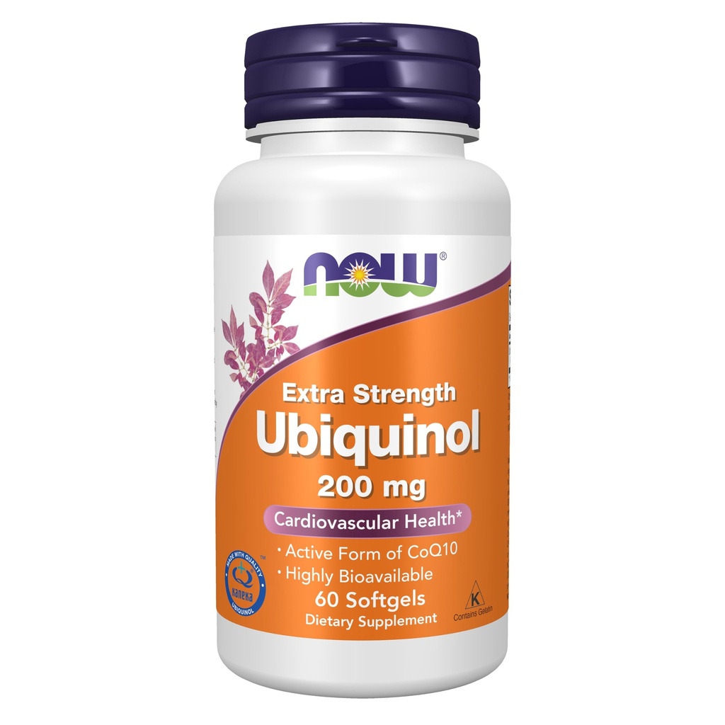 NOW 补充物,Ubiquinol 200毫克,高生物利用率(CoQ10活性形式),60软胶