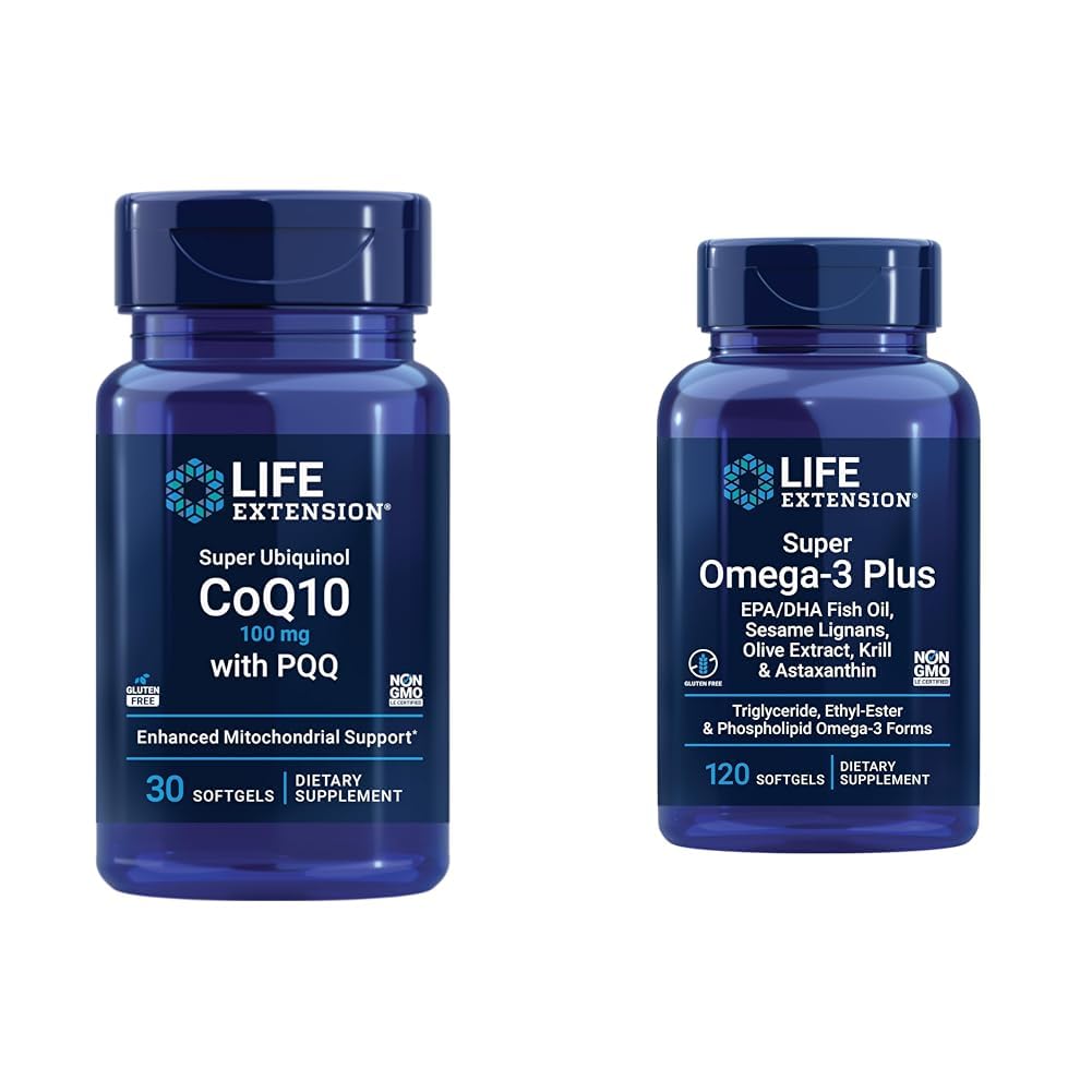 寿命延长 Super Ubiquinol CoQ10 配有 PQQ, CoQ10, PQQ & Super Omega-3 Plus EPA/DHA 鱼油,芝麻 利格纳斯