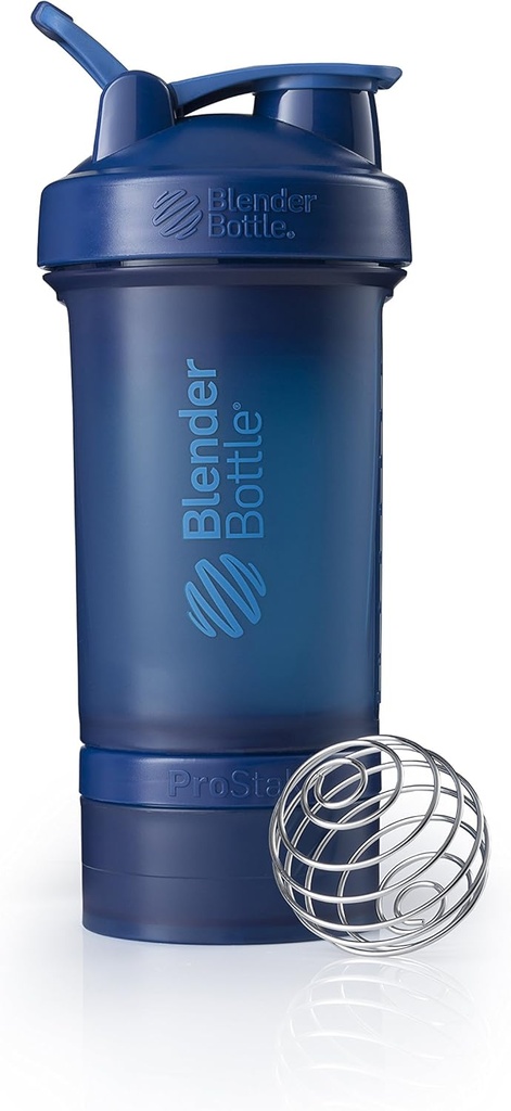 BlenderBottle Shaker 瓶装药丸组织器和蛋白质粉质ProStak系统的存储器,22-Ounce,海军