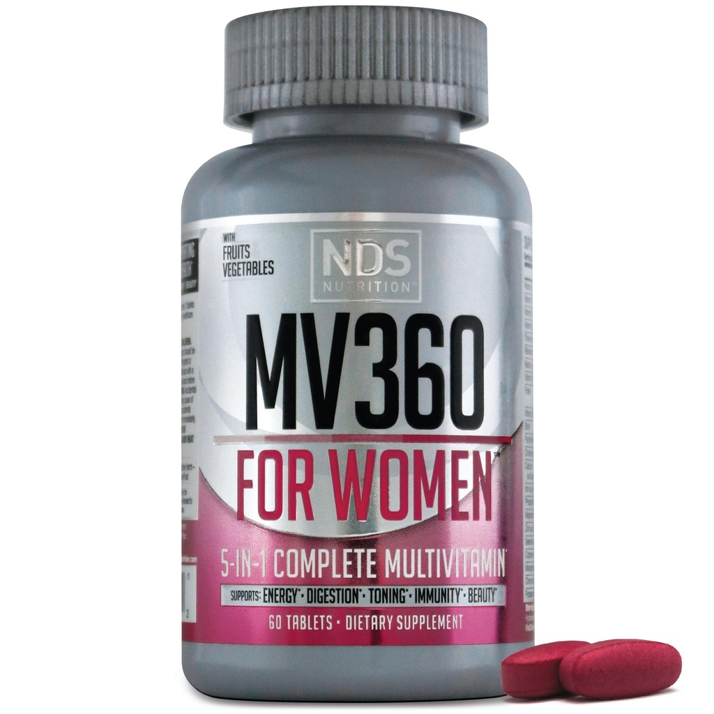NDS 营养 MV360 妇女,5-in-1 完整的多维素 妇女,具有基本 妇女维生素 能源,文摘,Toning,Immune支助,和妇女健康和美容,60张牌匾,30张服务