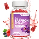 Saffron Gummys, 10 in 1 Saffron Supplements Gummys with Magnesium, Ashwagandha & Rhodiola Rosea, 糖无维根混合莓- 60 Cts