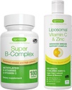 Super B-Complex + Liposomal Vitamin C 1000mg & Zinc Vegan Bundle, 甲基持续释放 B 复合体和高吸收液体免疫支持复合体, 作者: Igennus