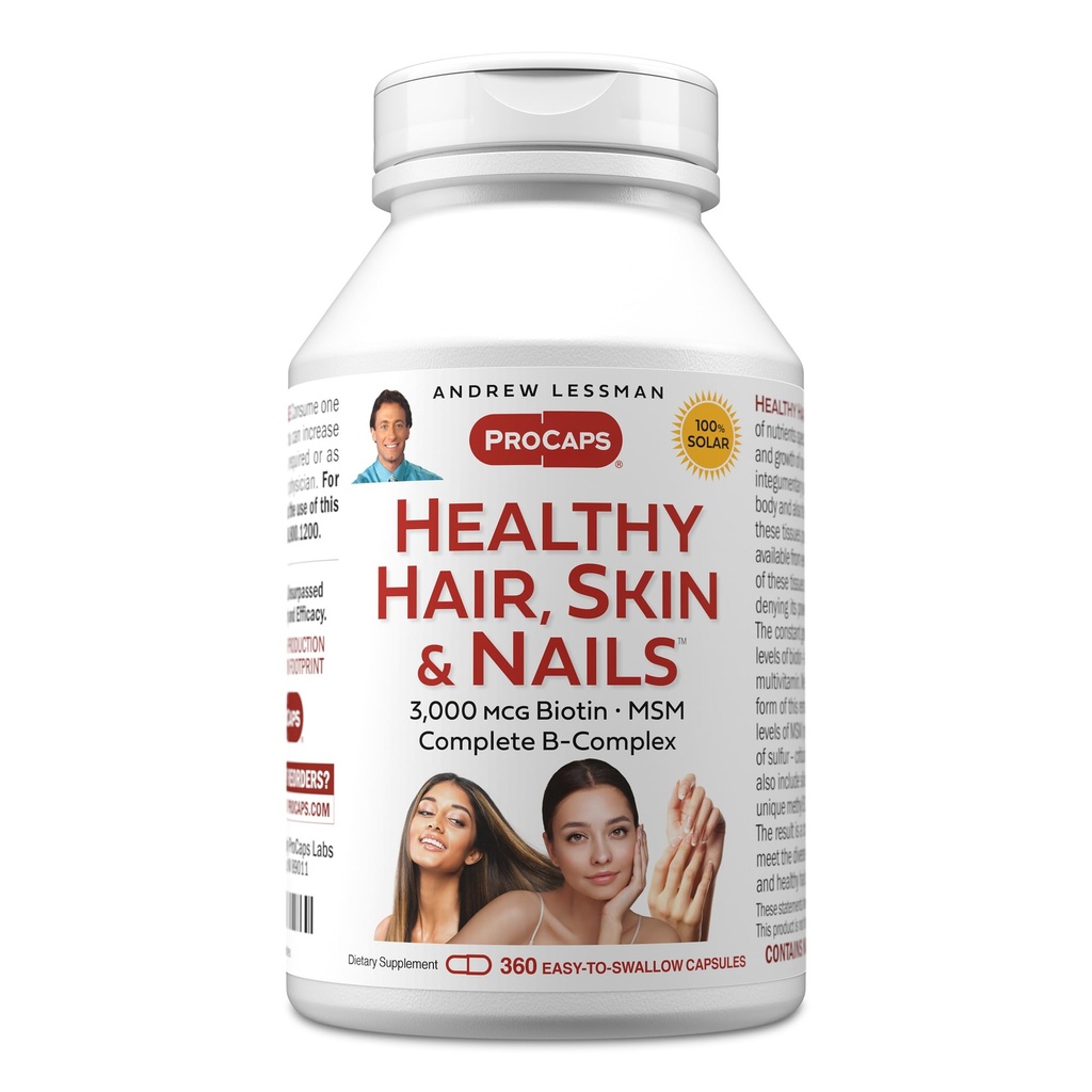 Andrew Lessman Health Hair, Skin and Nails 360 Capsules - 5000 mcg 高生物活性生物素, B-Complex. 提倡美丽皮肤,强钉. 无添加物 毛发生长维生素 生物素补充剂