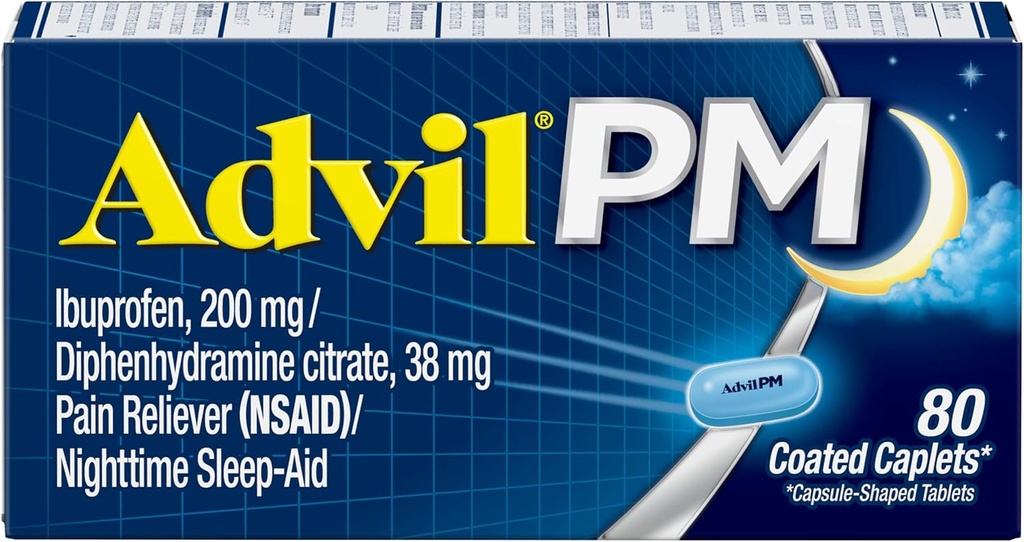 Advil PM Pain Reliver and Nighttime Sleep Aid, 与Ibuprofen合作的止痛药和双酚胺 Citrate for a Sleep Aid - 80 Counter(第2包)