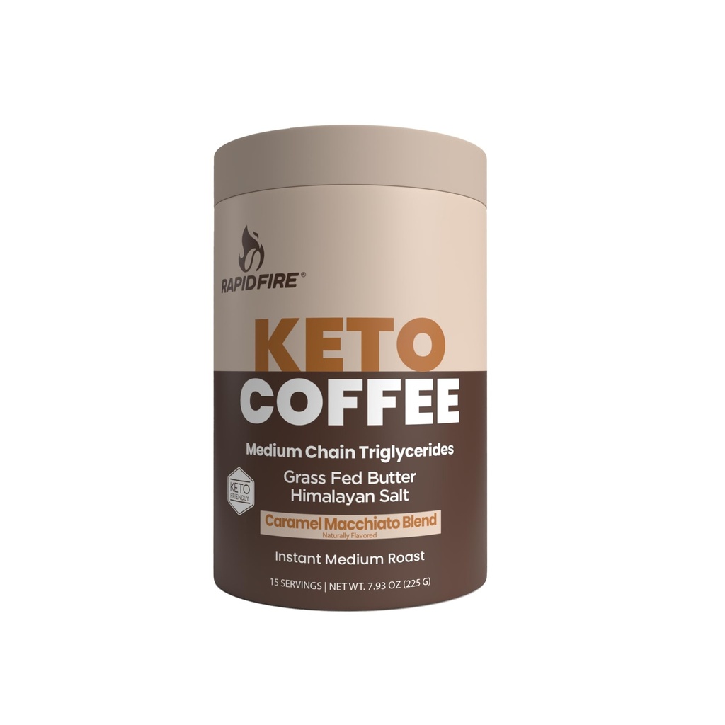 速射Keto咖啡即时咖啡混合物,Caramel Macchiato Flavor,7.93 Ounce(255克),15架服务机