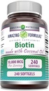 (原始内容存档于2017-07-21). Extra Virgin Organic Coconut Oil Supplements Biotin – 1000 Mcg – Softgels – Non-GMO – Gluten-Free – 美国制造(1 Pack, 240 Counter).