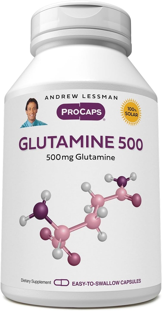 AndreW Lessman Glutamine 500 mg - 60 capsules - 自由形态氨基酸,支持骨骼肌肉,胃肠健康. 维持健康肾,肝,心,脑. 网易燕尾草(变种).