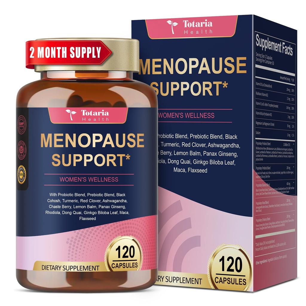 40-in-1 女性更年期补编,多益和全黑Cohosh 热闪电,夜汗和荷尔蒙平衡,w/Probiotics,DIM,Vitex,Dong Quai,Red Clover and More, 120 Vegan Caps