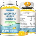 2 Pack-Free糖 Rhodiola Rosea Gummys, 适应性Rhodiola Rosea Supplement & Cortisol Blocker for Endified Stamina, Mood Elevation, 和动机靴, Non-GMO, Vegan, 120 Counter