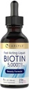 Carlyle Biotin 5000mcg 液滴 4 fl oz 女性和男性 Berry Flavor = 美方 = 蔬菜,非GMO和Gluten 免费补充品