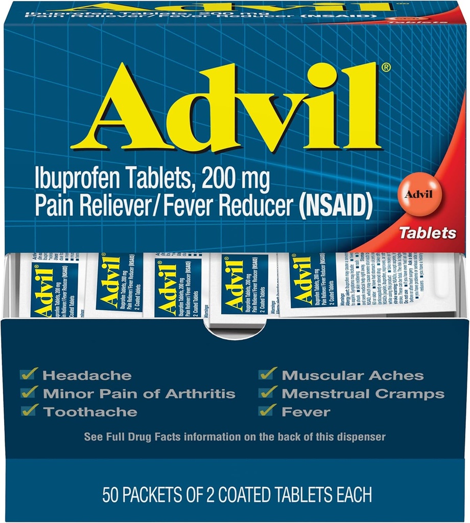 Advil Ibuprofen, 200mg, 50 包两块纸板(包5)
