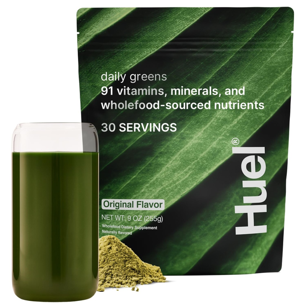 Huel Daily Greens QQ超级食品 Greens Powder 91 维生素,矿物,和全食-来源成份 适应原体,抗氧化剂,Gut-Friendly Probiotics 30 服务