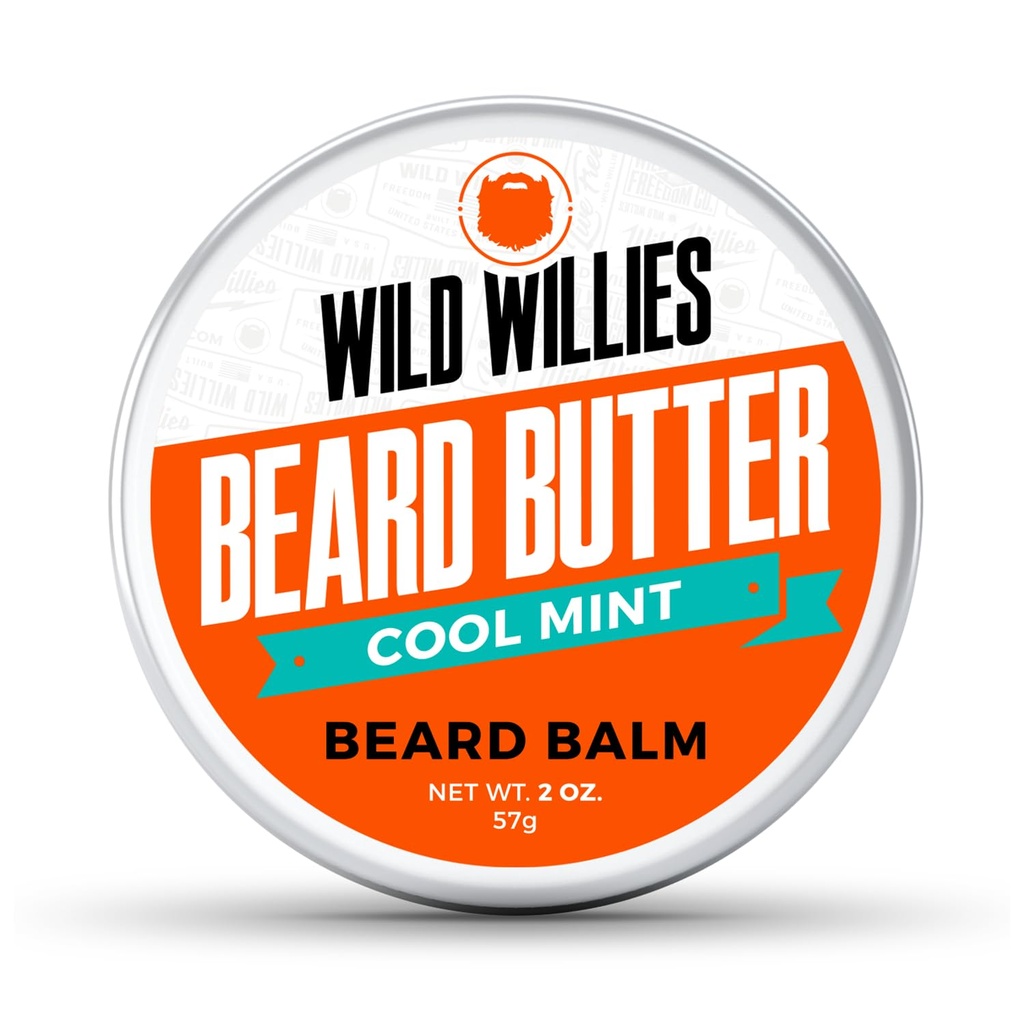 Wild Willis Premium Beard Balm for Men, Leave-In Butter Contitioner with Organic Infections, 促进生长, 移除Itch & Dandruff - 恢复黏液 - 冷薄荷, 2 Oz