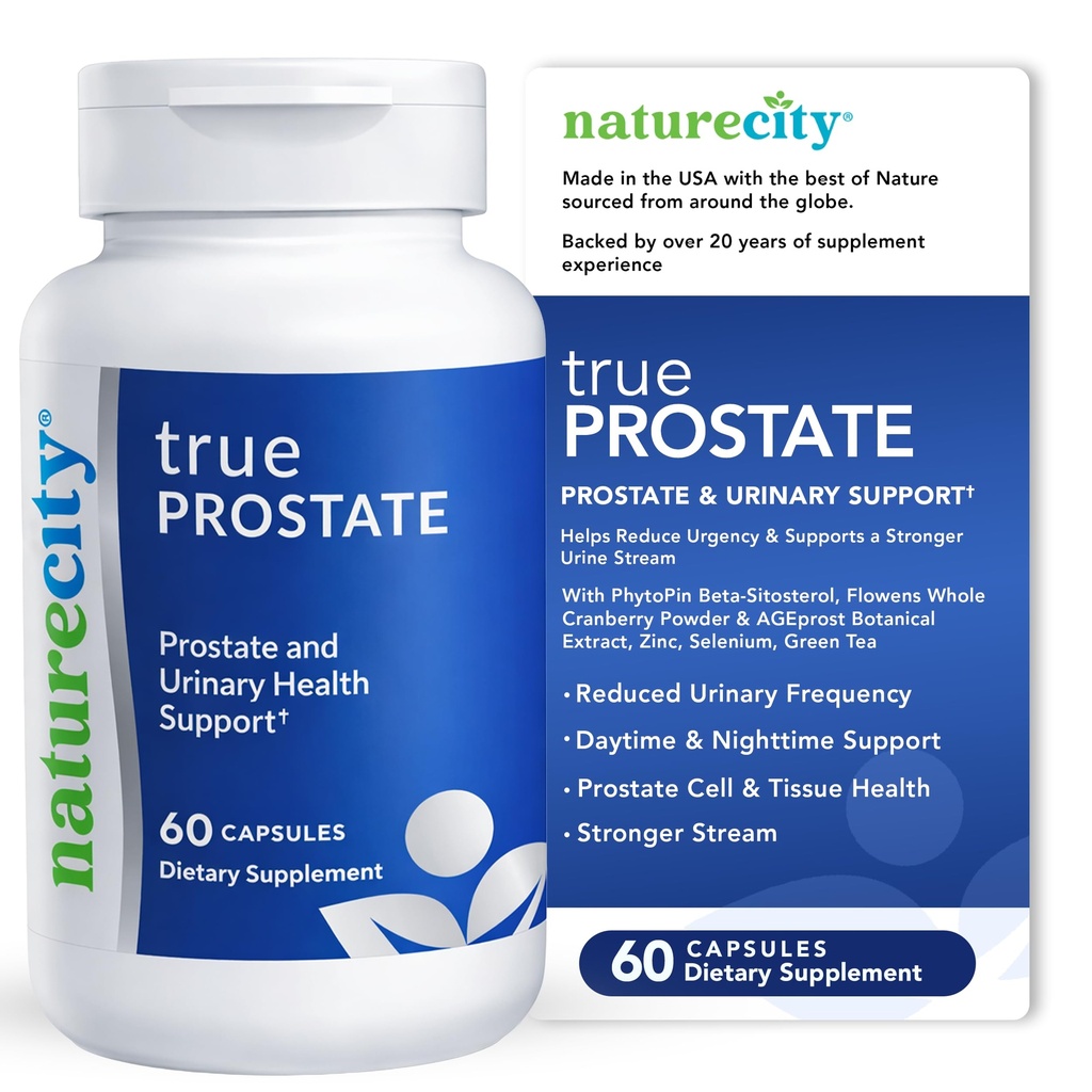 NatureCity True-Prostate Urinary Tract & Prostate Support Suppose for Men's Health Cranberry 提取与超级 Beta Prostate Sitosterol综合体 60 Capsules - 男子前列腺健康