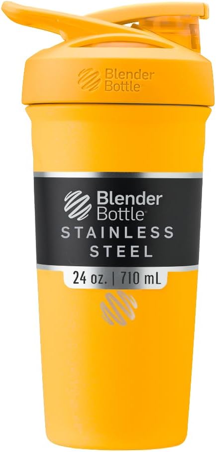 BlenderBottle Sport 绝缘无色钢摇摆瓶与Wire Whisk,24 Ounce,芒果 – 蛋白质摇摆和水合金,用于运动员和适身性全能,易混合,保持饮料冷却,可锁定的Lid